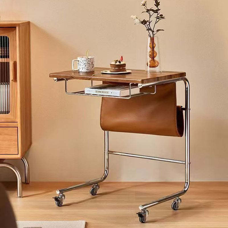 Mid-Century Plank Bedroom Nightstand — Walnut Color