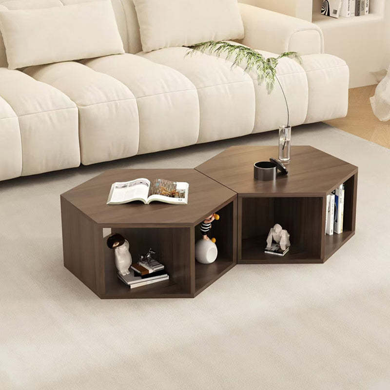 Minimalist Engineered Wood Hexagon 3-Tier Side Table