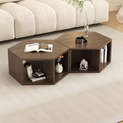 Minimalist Engineered Wood Hexagon 3-Tier Side Table