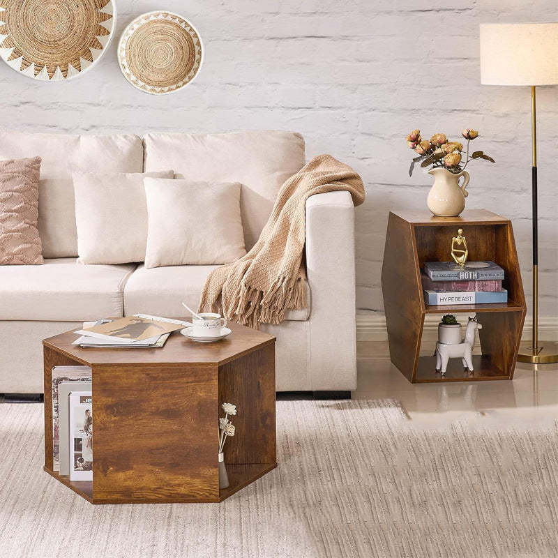 Minimalist Engineered Wood Hexagon 3-Tier Side Table
