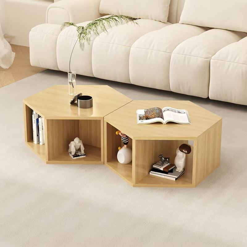 Minimalist Engineered Wood Hexagon 3-Tier Side Table