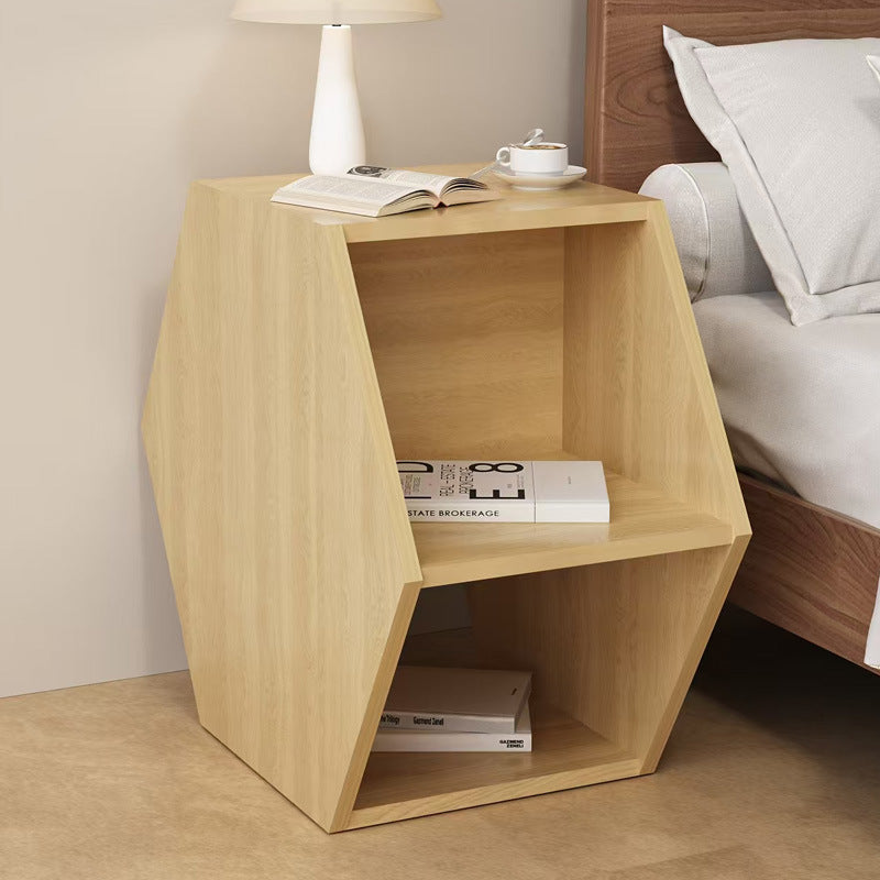 Minimalist Engineered Wood Hexagon 3-Tier Side Table — White