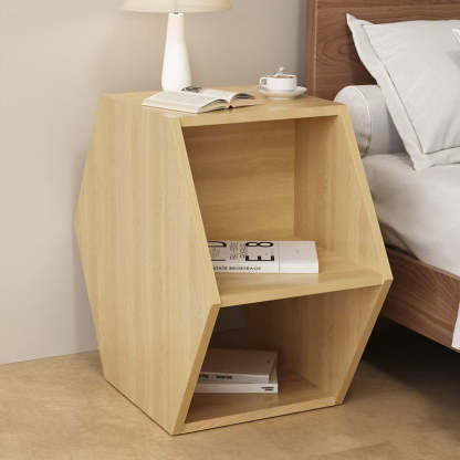 Minimalist Engineered Wood Hexagon 3-Tier Side Table — White