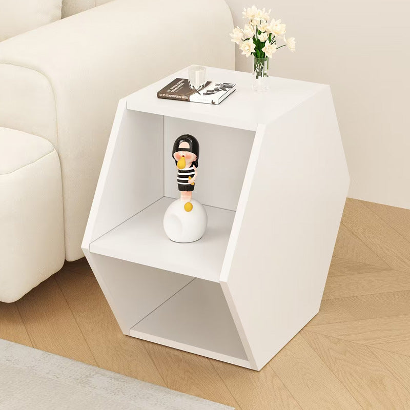 Minimalist Engineered Wood Hexagon 3-Tier Side Table