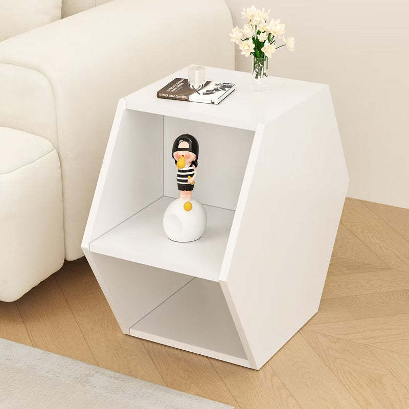 Minimalist Engineered Wood Hexagon 3-Tier Side Table