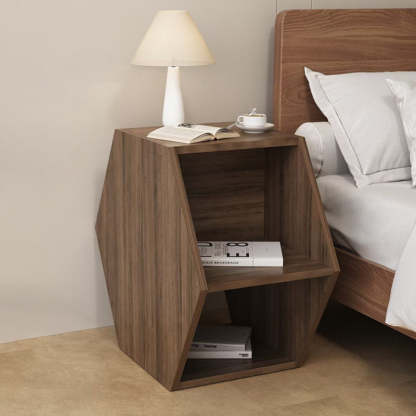 Minimalist Engineered Wood Hexagon 3-Tier Side Table