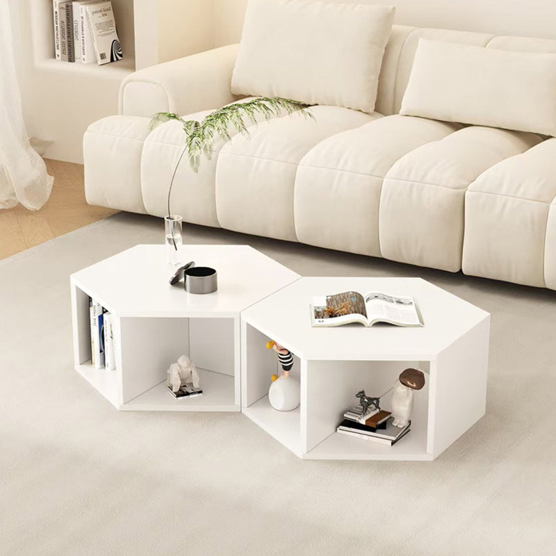 Minimalist Engineered Wood Hexagon 3-Tier Side Table