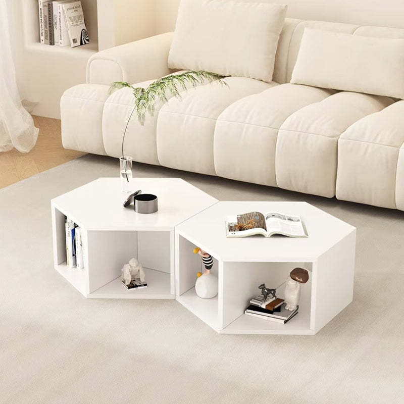 Minimalist Engineered Wood Hexagon 3-Tier Side Table