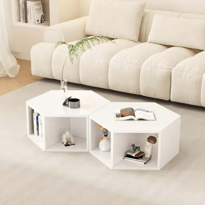 Minimalist Engineered Wood Hexagon 3-Tier Side Table