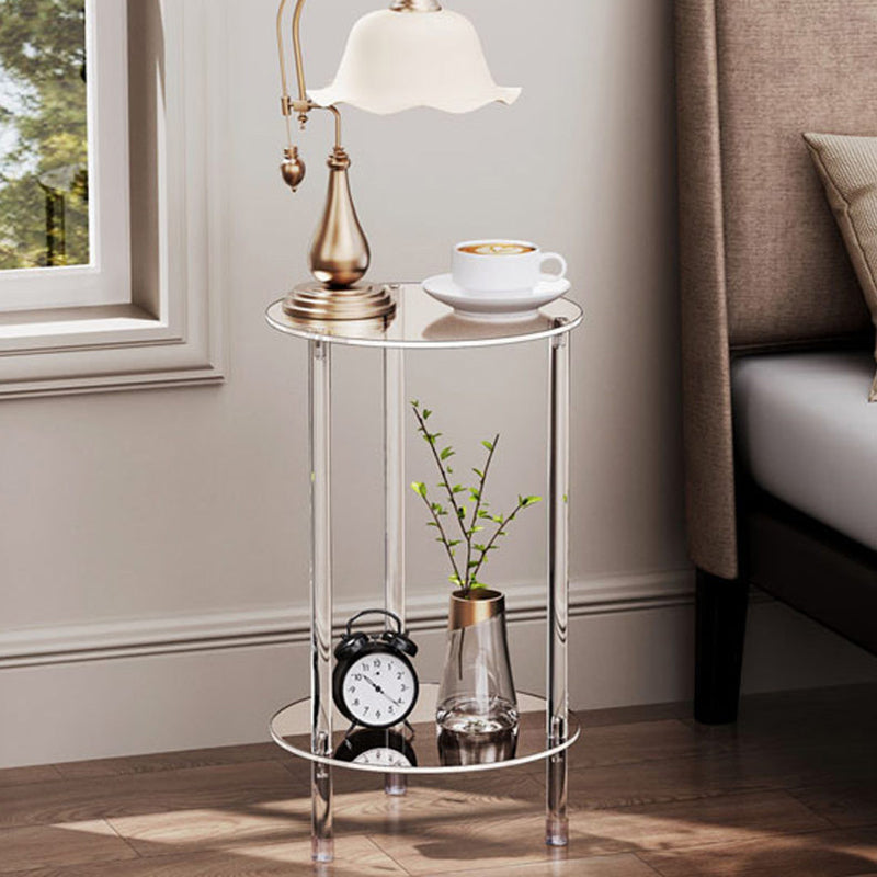 Minimalist Acrylic Round 2-Tier Side Table — Transparent