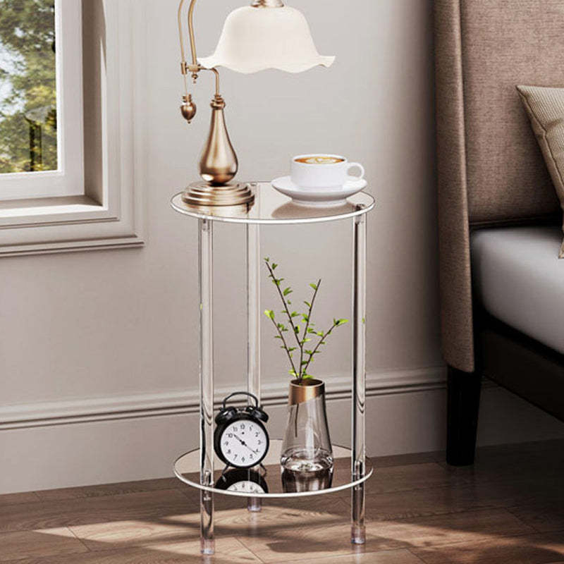 Minimalist Acrylic Round 2-Tier Side Table — Transparent