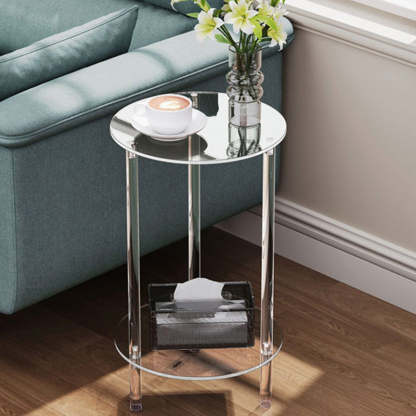 Minimalist Acrylic Round 2-Tier Side Table