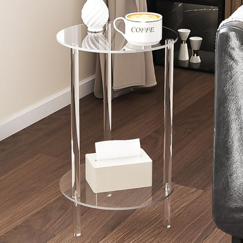 Minimalist Acrylic Round 2-Tier Side Table