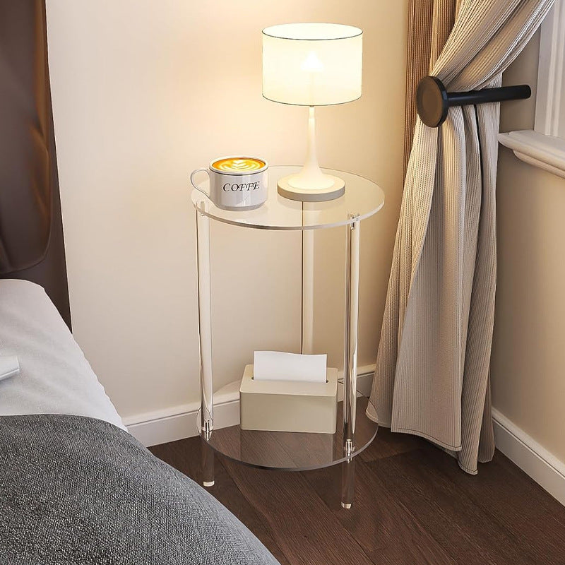 Minimalist Acrylic Round 2-Tier Side Table