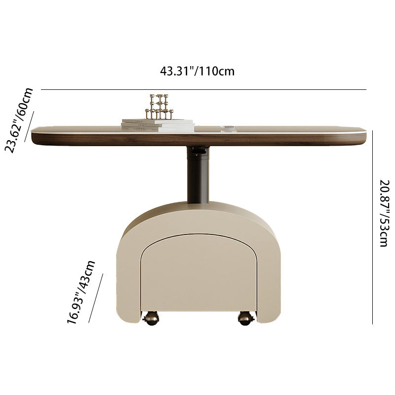 Nordic Rock Slab Wood 1-Drawer Lift-Top Coffee Table