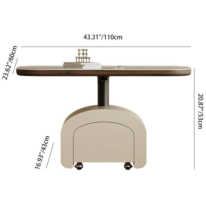 Nordic Rock Slab Wood 1-Drawer Lift-Top Coffee Table