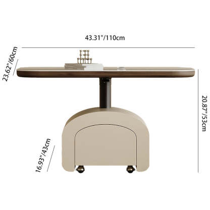 Nordic Rock Slab Wood 1-Drawer Lift-Top Coffee Table