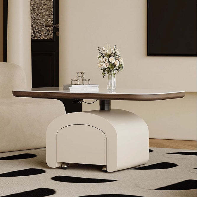 Nordic Rock Slab Wood 1-Drawer Lift-Top Coffee Table