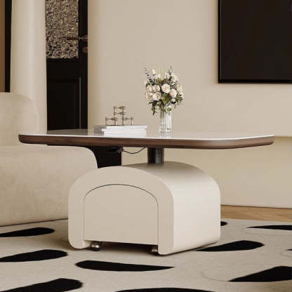 Nordic Rock Slab Wood 1-Drawer Lift-Top Coffee Table