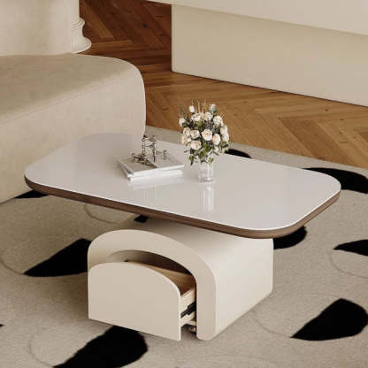 Nordic Rock Slab Wood 1-Drawer Lift-Top Coffee Table