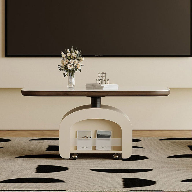Nordic Rock Slab Wood 1-Drawer Lift-Top Coffee Table