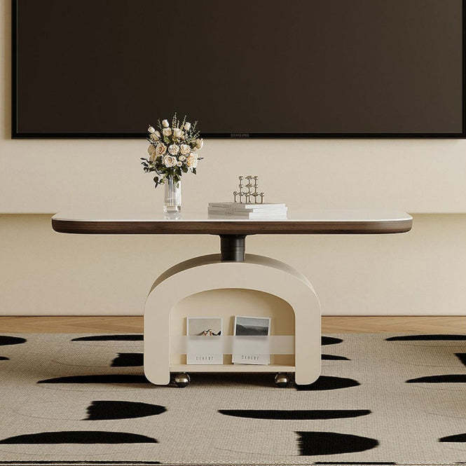 Nordic Rock Slab Wood 1-Drawer Lift-Top Coffee Table