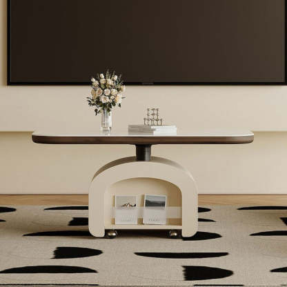 Nordic Rock Slab Wood 1-Drawer Lift-Top Coffee Table