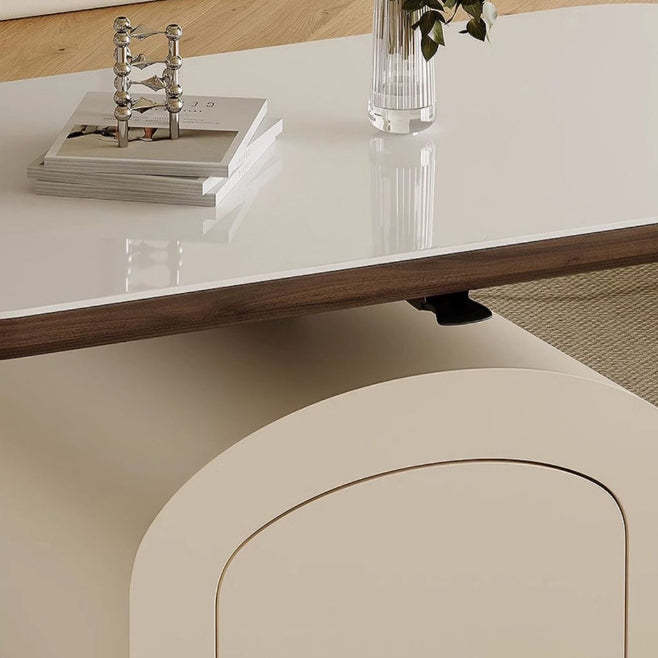 Nordic Rock Slab Wood 1-Drawer Lift-Top Coffee Table