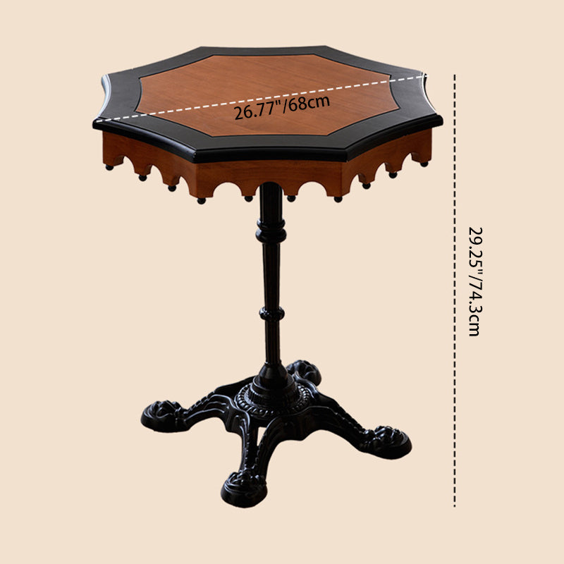 French Wood Iron Octagonal Cross-Base Side Table