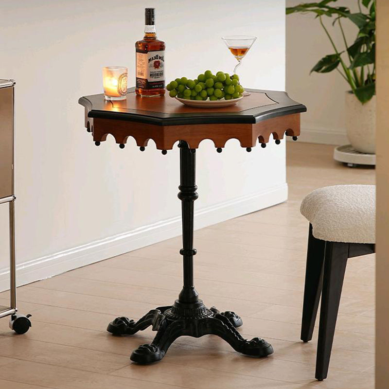 French Wood Iron Octagonal Cross-Base Side Table
