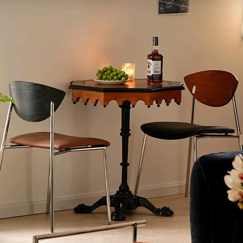 French Wood Iron Octagonal Cross-Base Side Table