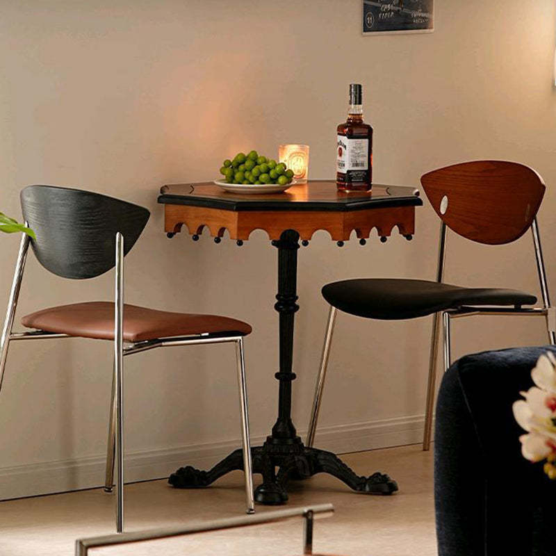 French Wood Iron Octagonal Cross-Base Side Table