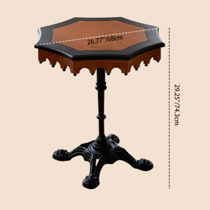 French Wood Iron Octagonal Cross-Base Side Table