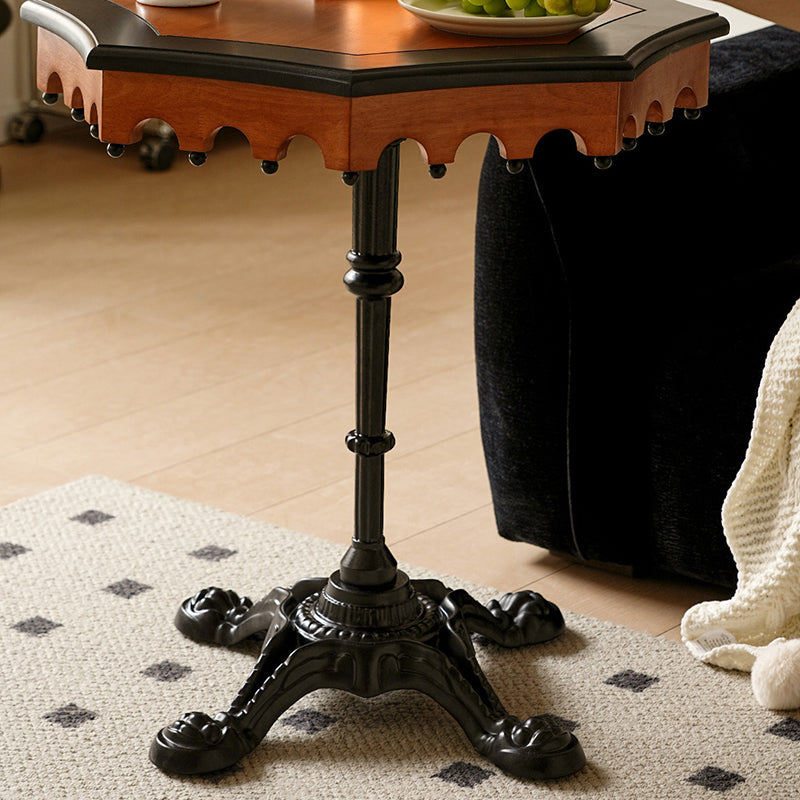 French Wood Iron Octagonal Cross-Base Side Table