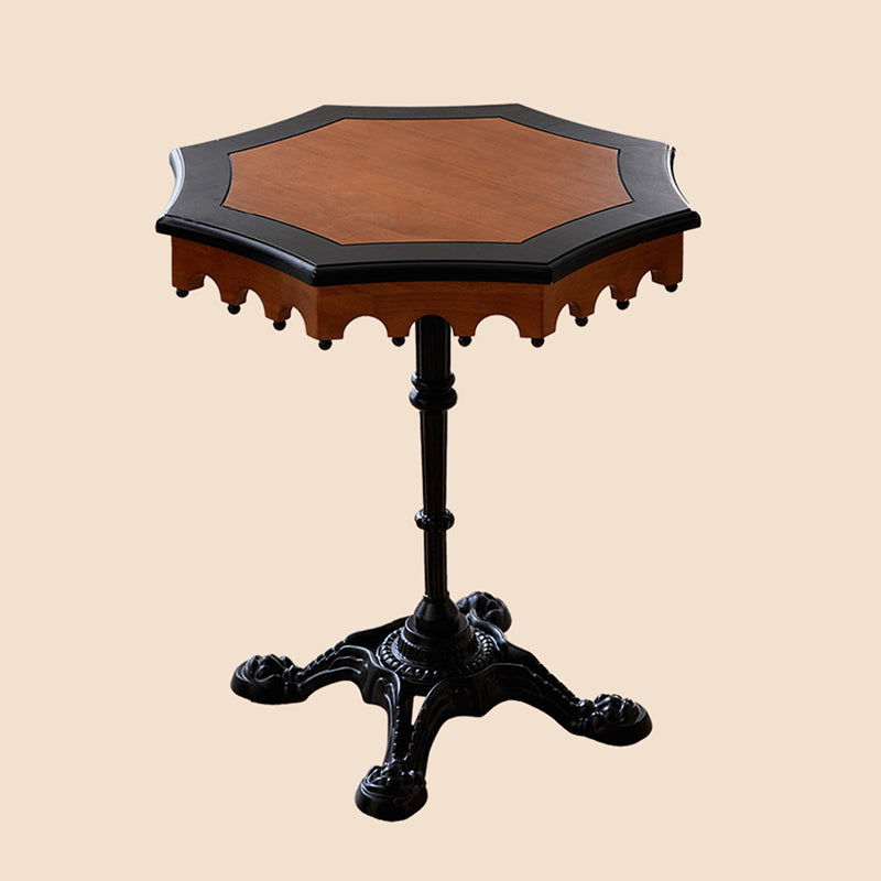 French Wood Iron Octagonal Cross-Base Side Table