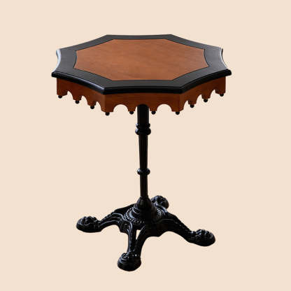 French Wood Iron Octagonal Cross-Base Side Table