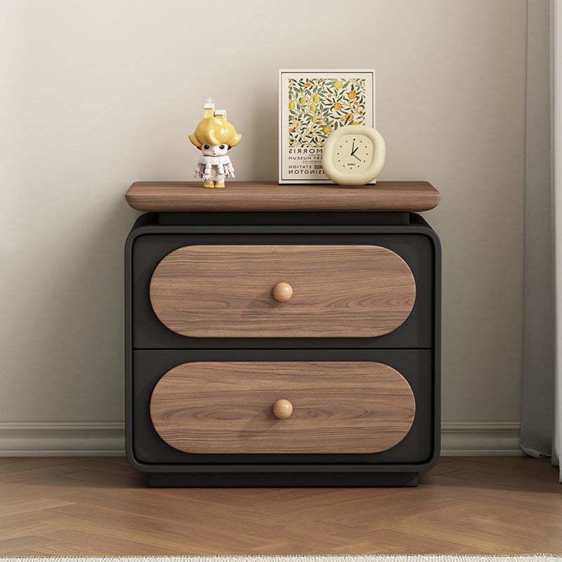 Lighom traditional microfiber 2-drawer wood nightstands — 15.75" L x 15.75" W x 19.69" H / Black & Walnut
