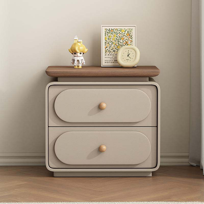 Lighom 2-drawer microfiber wood nightstands for bedroom — 15.75" L x 15.75" W x 19.69" H / Khaki