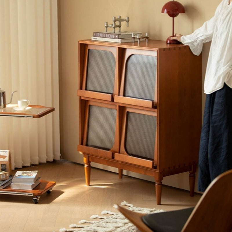 Vintage Wood 4-Cabinet Storage