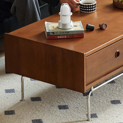 Japanese Wood Nightstand 2-Drawer