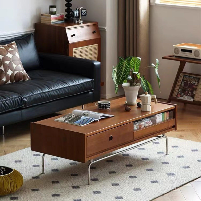 Japanese Wood Nightstand 2-Drawer