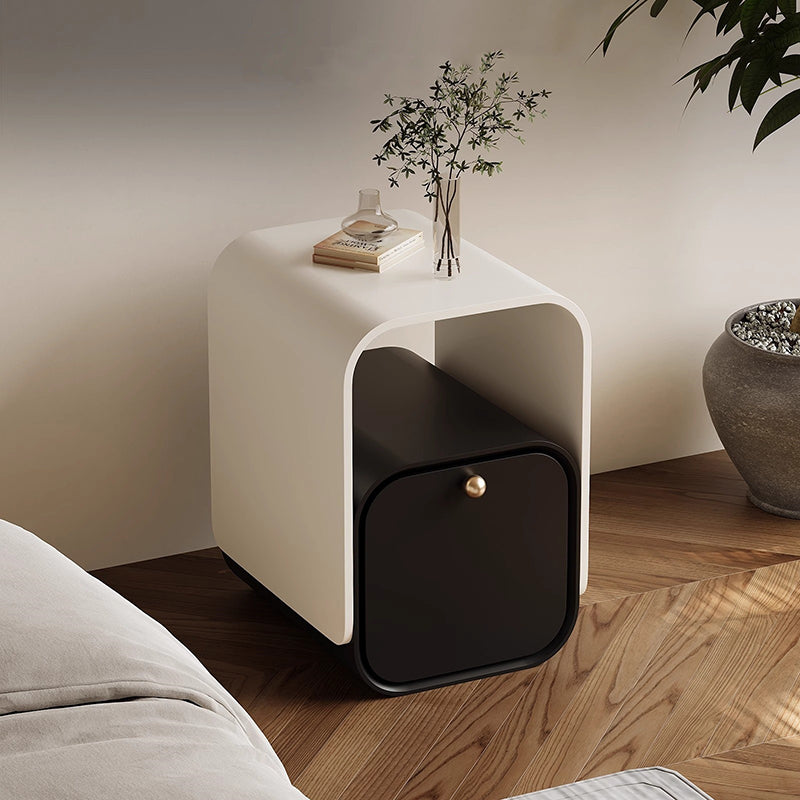 Lighom plank 1-drawer wood nightstands for bedroom