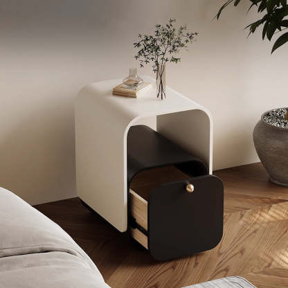 Minimalist Plank Wood Nightstand 1-Drawer