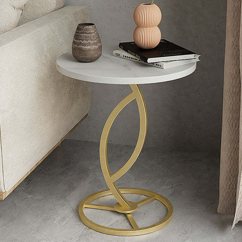 Minimalist Rock Slab Iron Round Side Table