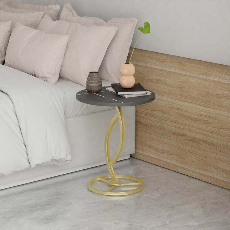 Minimalist Rock Slab Iron Round Side Table