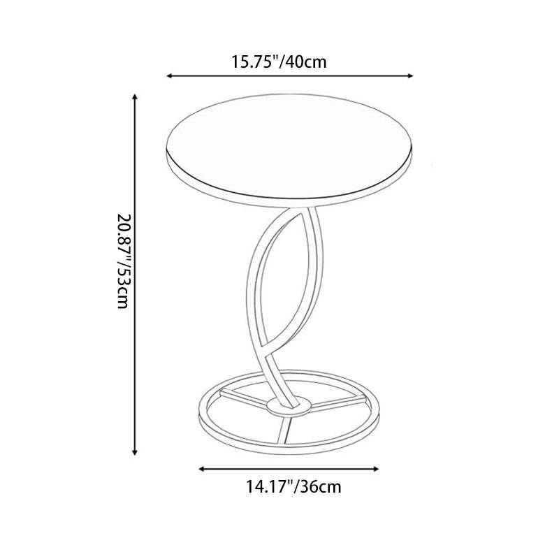 Minimalist Rock Slab Iron Round Side Table — Gold / White