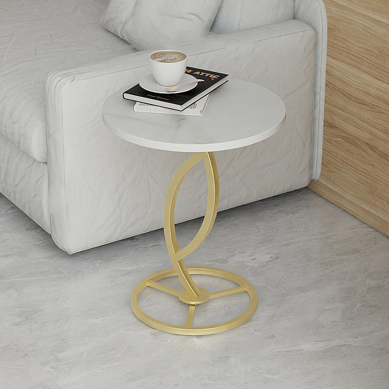 Minimalist Rock Slab Iron Round Side Table
