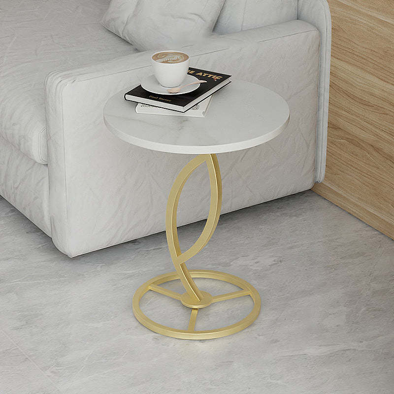 Minimalist Rock Slab Iron Round Side Table
