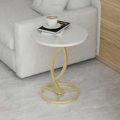 Minimalist Rock Slab Iron Round Side Table