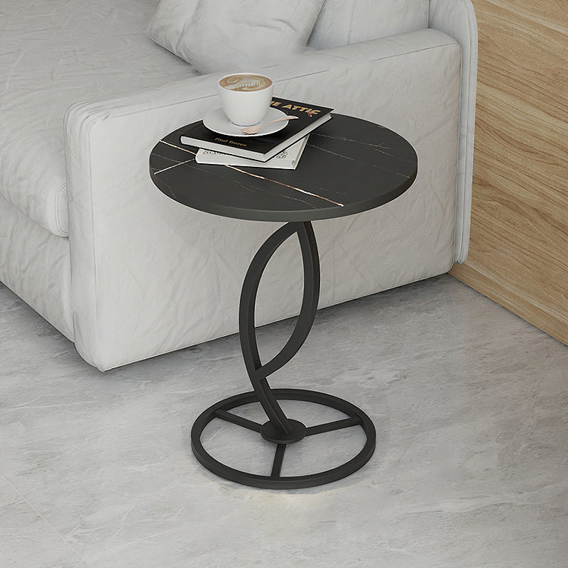 Minimalist Rock Slab Iron Round Side Table